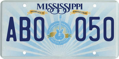 MS license plate ABO050