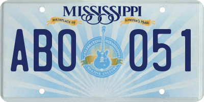 MS license plate ABO051