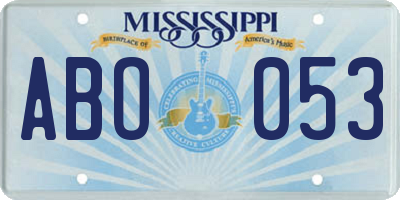 MS license plate ABO053