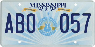 MS license plate ABO057