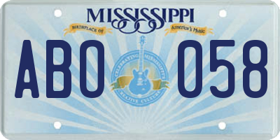 MS license plate ABO058