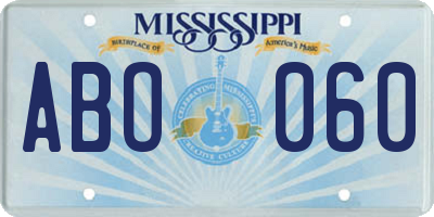 MS license plate ABO060