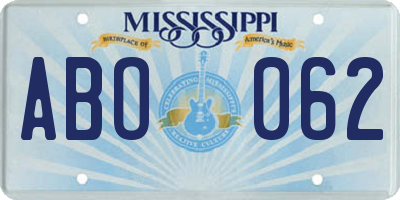 MS license plate ABO062