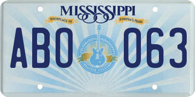 MS license plate ABO063