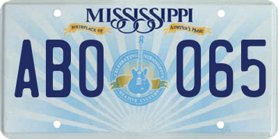 MS license plate ABO065