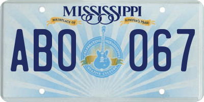 MS license plate ABO067