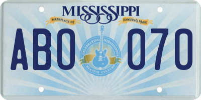 MS license plate ABO070