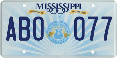 MS license plate ABO077