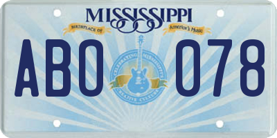 MS license plate ABO078