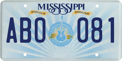 MS license plate ABO081