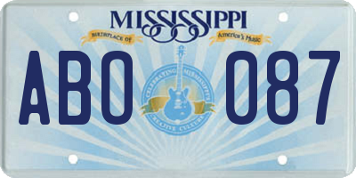 MS license plate ABO087