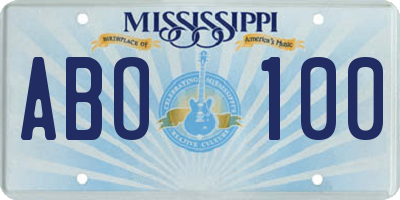 MS license plate ABO100