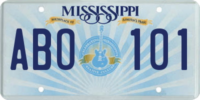 MS license plate ABO101