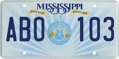 MS license plate ABO103