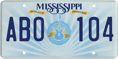 MS license plate ABO104