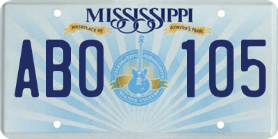 MS license plate ABO105