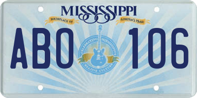 MS license plate ABO106