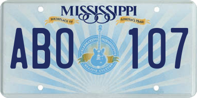 MS license plate ABO107