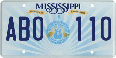 MS license plate ABO110