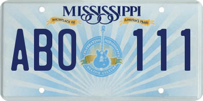 MS license plate ABO111