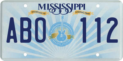 MS license plate ABO112