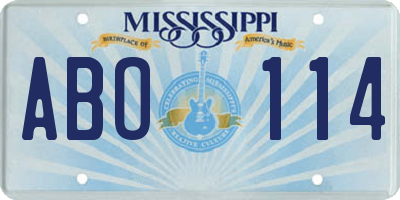 MS license plate ABO114