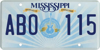 MS license plate ABO115