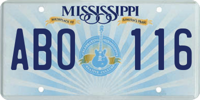 MS license plate ABO116