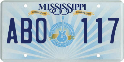 MS license plate ABO117