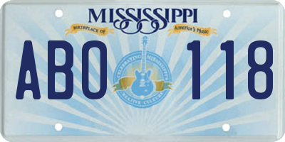 MS license plate ABO118