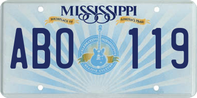 MS license plate ABO119