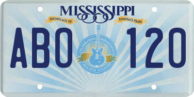 MS license plate ABO120