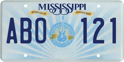 MS license plate ABO121