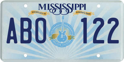 MS license plate ABO122