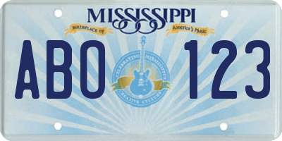 MS license plate ABO123