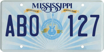 MS license plate ABO127