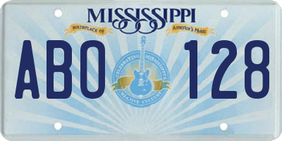 MS license plate ABO128