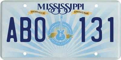 MS license plate ABO131