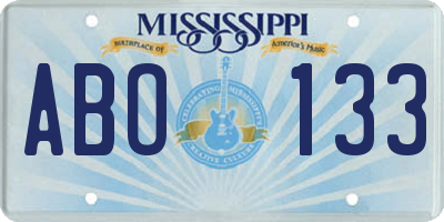 MS license plate ABO133