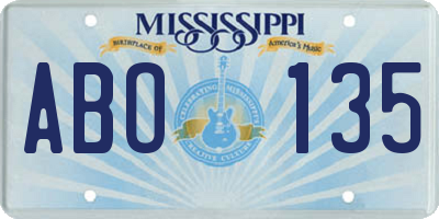 MS license plate ABO135