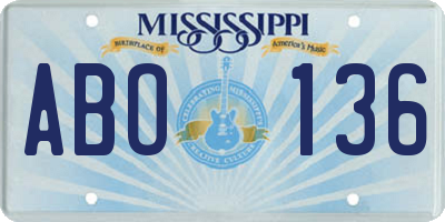 MS license plate ABO136