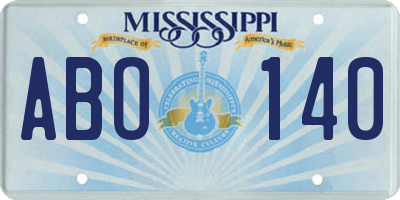 MS license plate ABO140