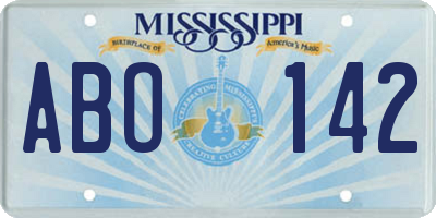 MS license plate ABO142