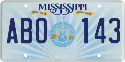 MS license plate ABO143