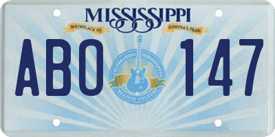 MS license plate ABO147