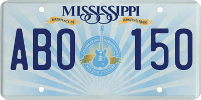 MS license plate ABO150