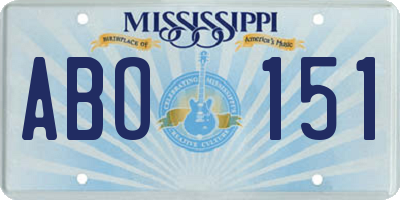 MS license plate ABO151