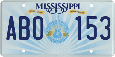 MS license plate ABO153