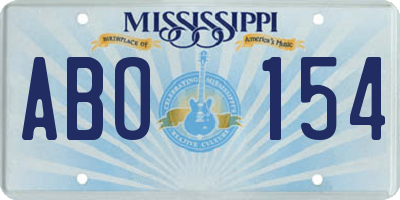 MS license plate ABO154
