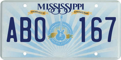 MS license plate ABO167